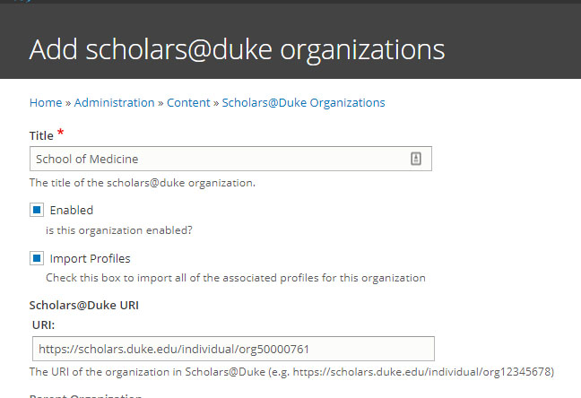 screenshot of importing a scholars group cropped