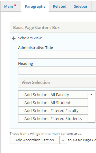Screenshot Scholars view
