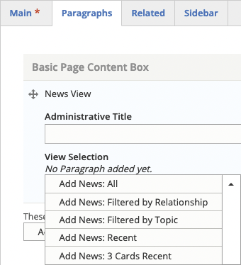 Screenshot showing the add news view menu