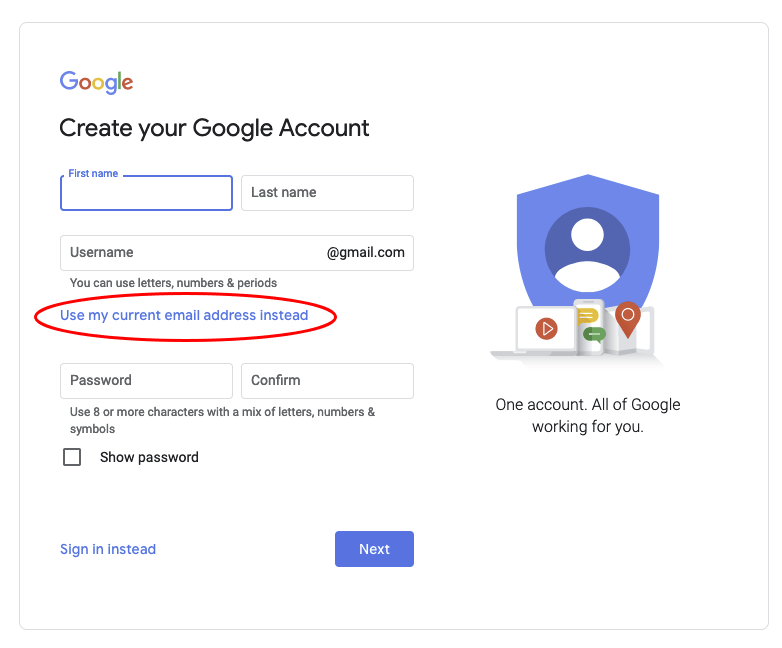 Google account sign up