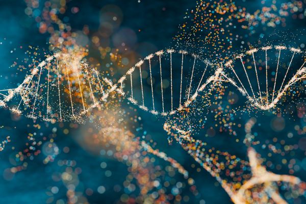 DNA double helix with sparkle