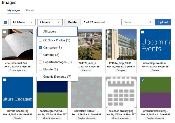 Screenshot of the Emma image library with labels