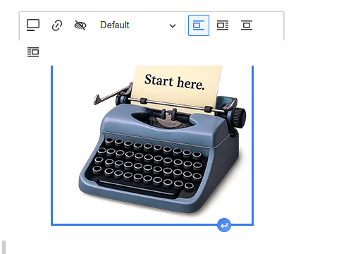 image formatting menu displayed above the image of a typwriter