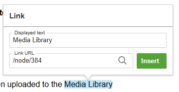 Screenshot to linking to a page on the site.