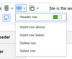 Table Header menu