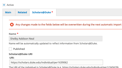 Unpublish a Scholars profile check box