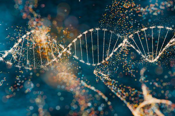 DNA double helix with sparkle