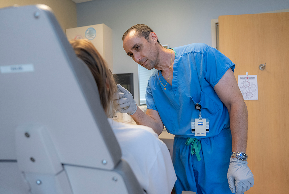 physician examining a patient