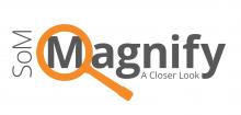 Logo: SoM Magnify, A Closer look - Magnifying Glass surrounding the M in Magnify