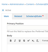 scholars content type edit view